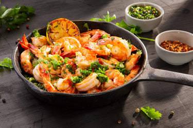 Image of COM: Shrimp Black Tiger Raw Peeled & Deveined Tail-On 16-20Ct. - 2 x 2.5 Pounds